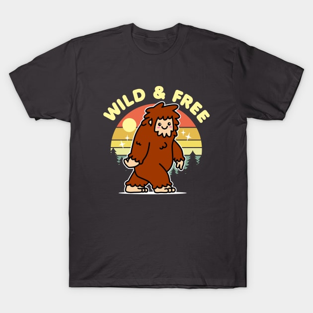 Sasquatch Wild and Free Kawaii Bigfoot T-Shirt by DetourShirts